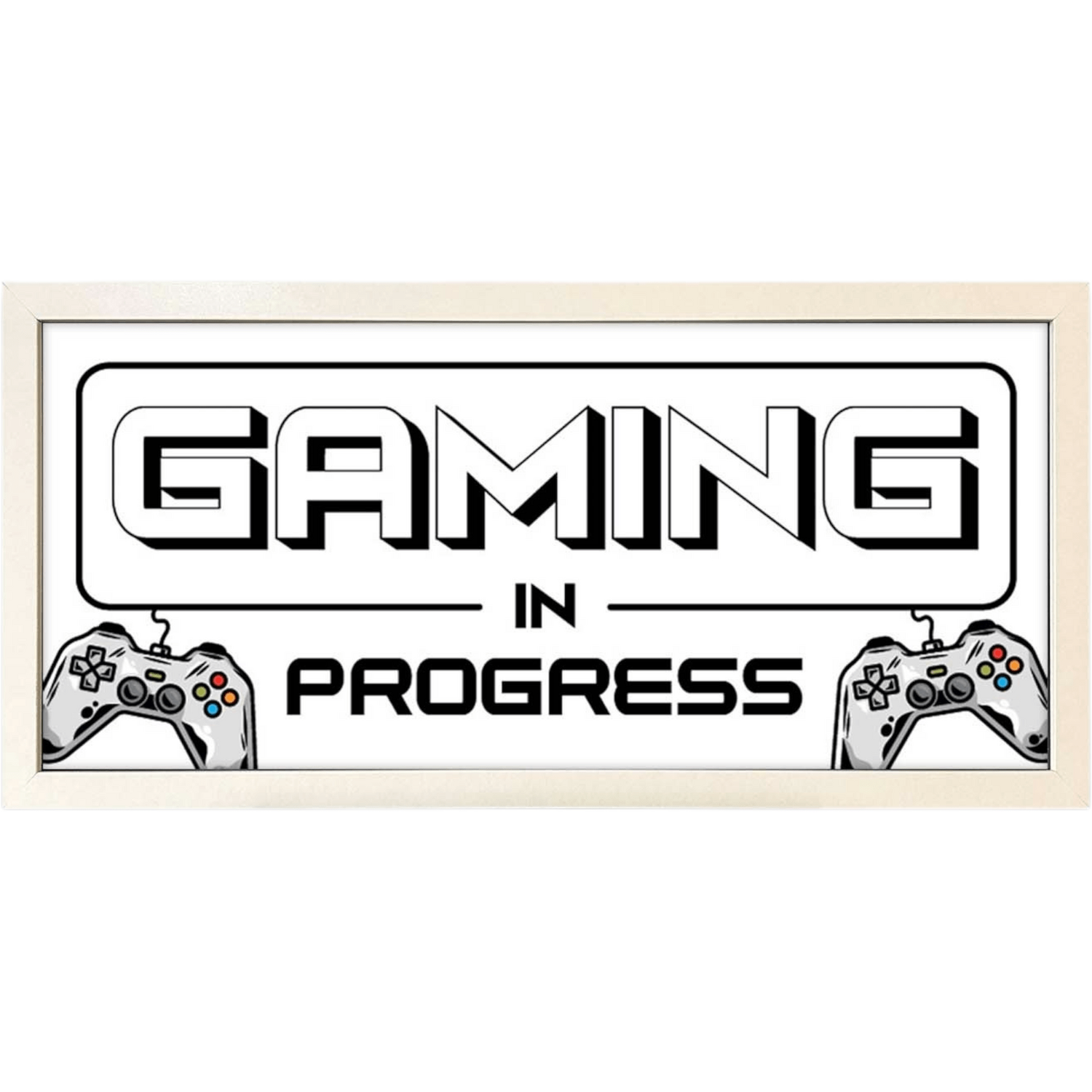 Wall Art Framed Print Kids Gaming In Progress - White