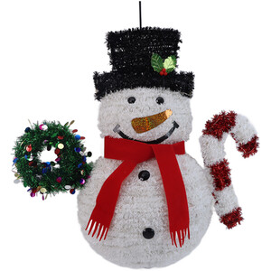 Christmas Tinsel Snowman Hanging Decoration with LED