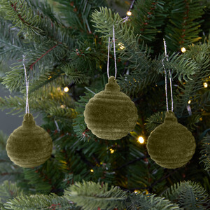 Set of 3 Olive Baubles