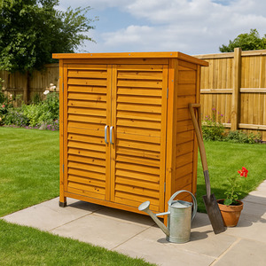 Wooden Garden Storage Tool Shed with Internal Shelves Fir Wood Louvre Door