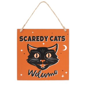 Scaredy Cats Welcome Vintage Halloween Hanging Sign