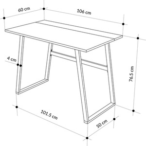 Compact Rectangular Desk Black Metal Legs Home, Office