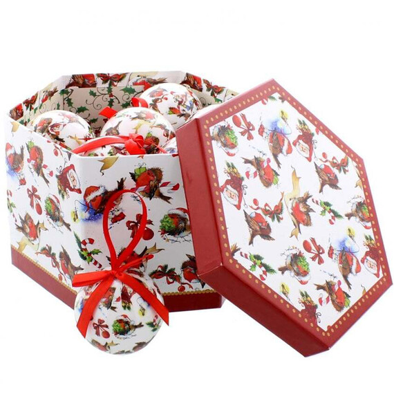 Robin Decoupage Baubles - 14 piece set