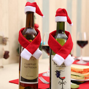 Two Set of Christmas Wine Bottle Decorations