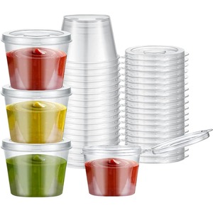 Clear Plastic Hinged Sauce Pot Takeaway Deli Pots