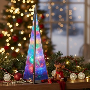 Holographic Snowflake Pyramid Light 45cm Multi Coloured LEDs Indoor