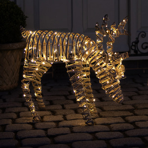 Charles Bentley Small Rattan Light Up Reindeer Indoor Outdoor
