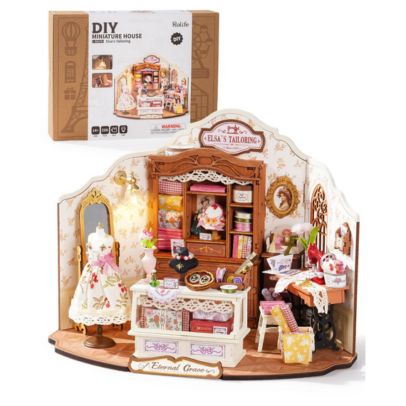 Elsa's Tailoring, Victorian DIY Miniature House Craft Studio For All