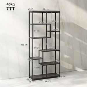 HOMCOM 7 Tier Bookshelf Geometric Bookcase for Study Room