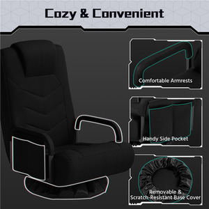 Black Yaheetech Floor Gaming Chair with Adjustable Backrest shot 11544354