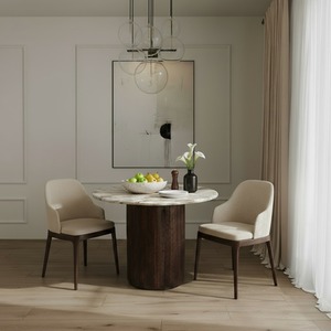 Ajmer Round Real Marble Stone Dining Table 4 seater 100cm