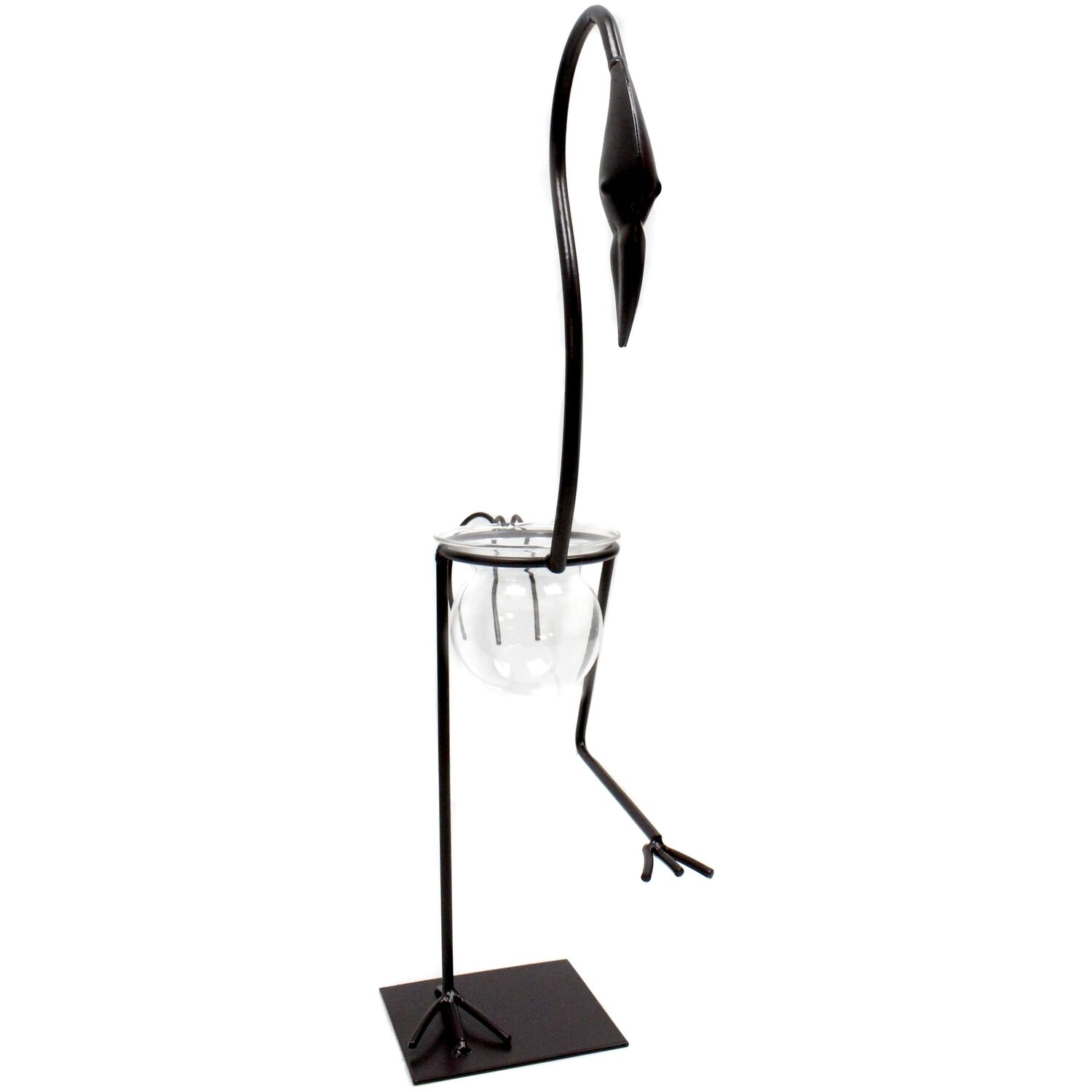 Hydroponic Home Decor Tall Flamingo One Pot Stand - Black