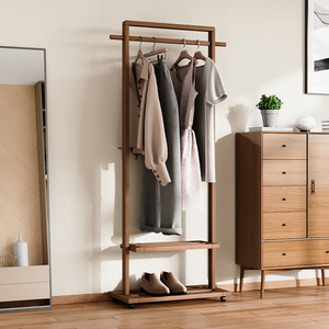 Bamboo Clothing Rack with Storage Shelves