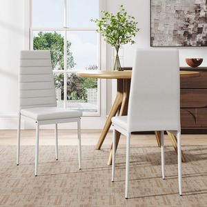 Set of 2 Faux Leather Armless High Back Dining Chairs