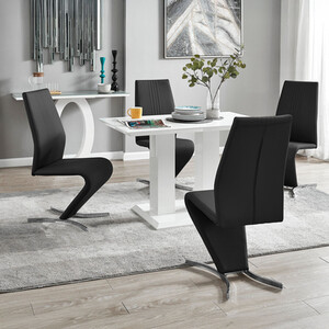 Imperia 4 Modern White High Gloss Dining Table and 4 Willow Chairs Set