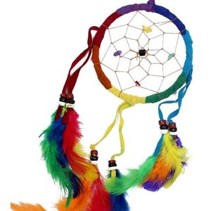 Bali Rainbow Dream Catcher - Medium Round, Good  Bad Dream Protection