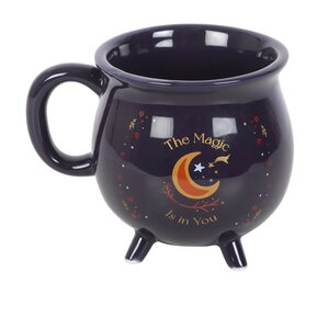 Magical Cauldron Mug Midnight Blue with Stars Moon, Perfect Gift