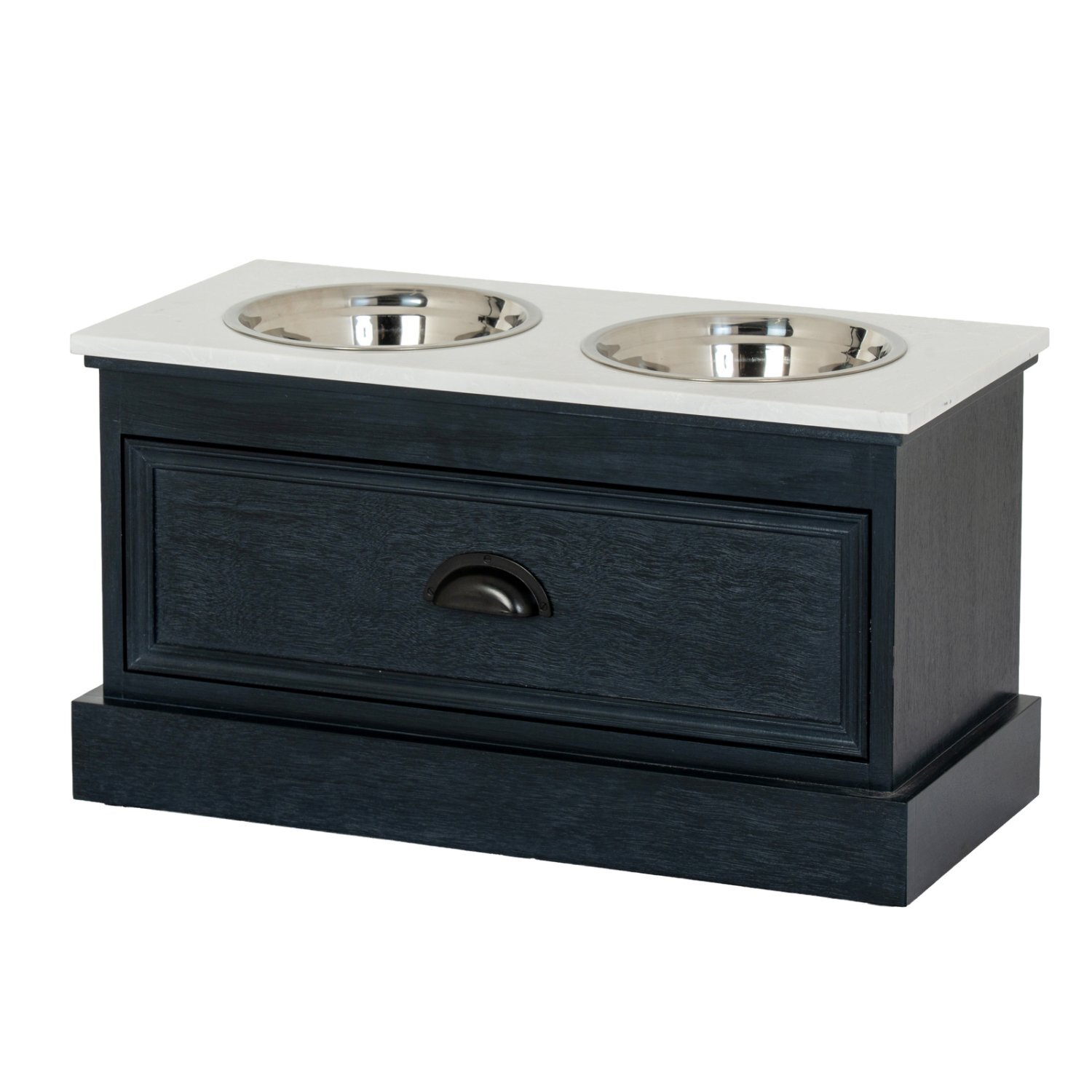 Contour Collection Modern Pet Feeder Table for Stylish Homes - Charcoal