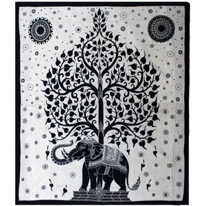 Double Cotton Bedspread  Wall Hanging - Elephant Tree Art