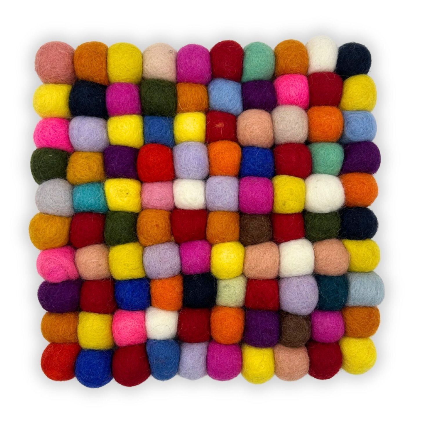 Image of Vibrant Felt Ball Square Placemat Handmade&hellip;