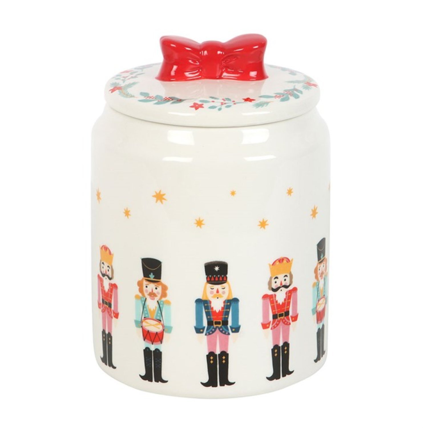 Image of Nutcracker Ceramic Storage Jar with Bow&hellip;