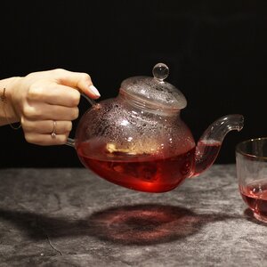 Round Pearl Glass Infuser Teapot Elegant Easy Brewing