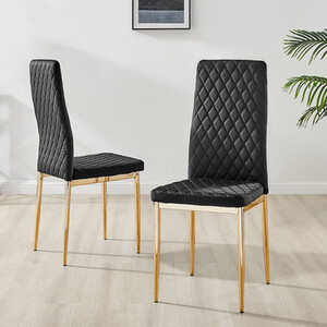 4x Milan Velvet Dining Chair with Gold Legs