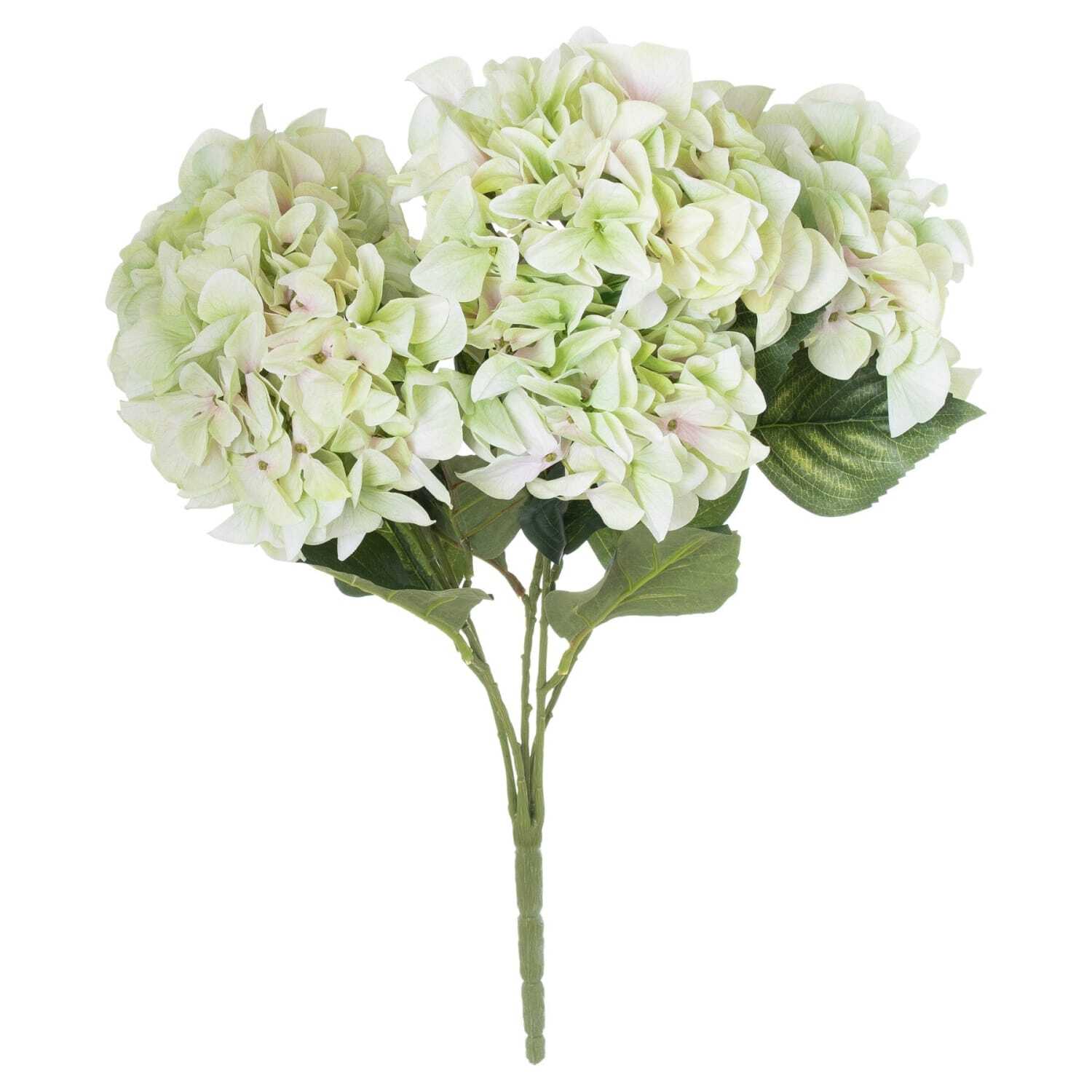 Wyld Haus Set of 3 Shabby Green Hydrangea Artificial Flowers - Green