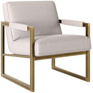 Torino Cream Chenille Armchair with Bronze-Style Frame