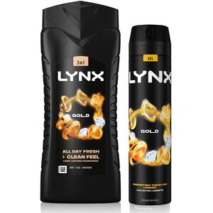Lynx 12H Refreshing Gold Shower Gel 500ml with 48H Fresh Body Spray 250ml