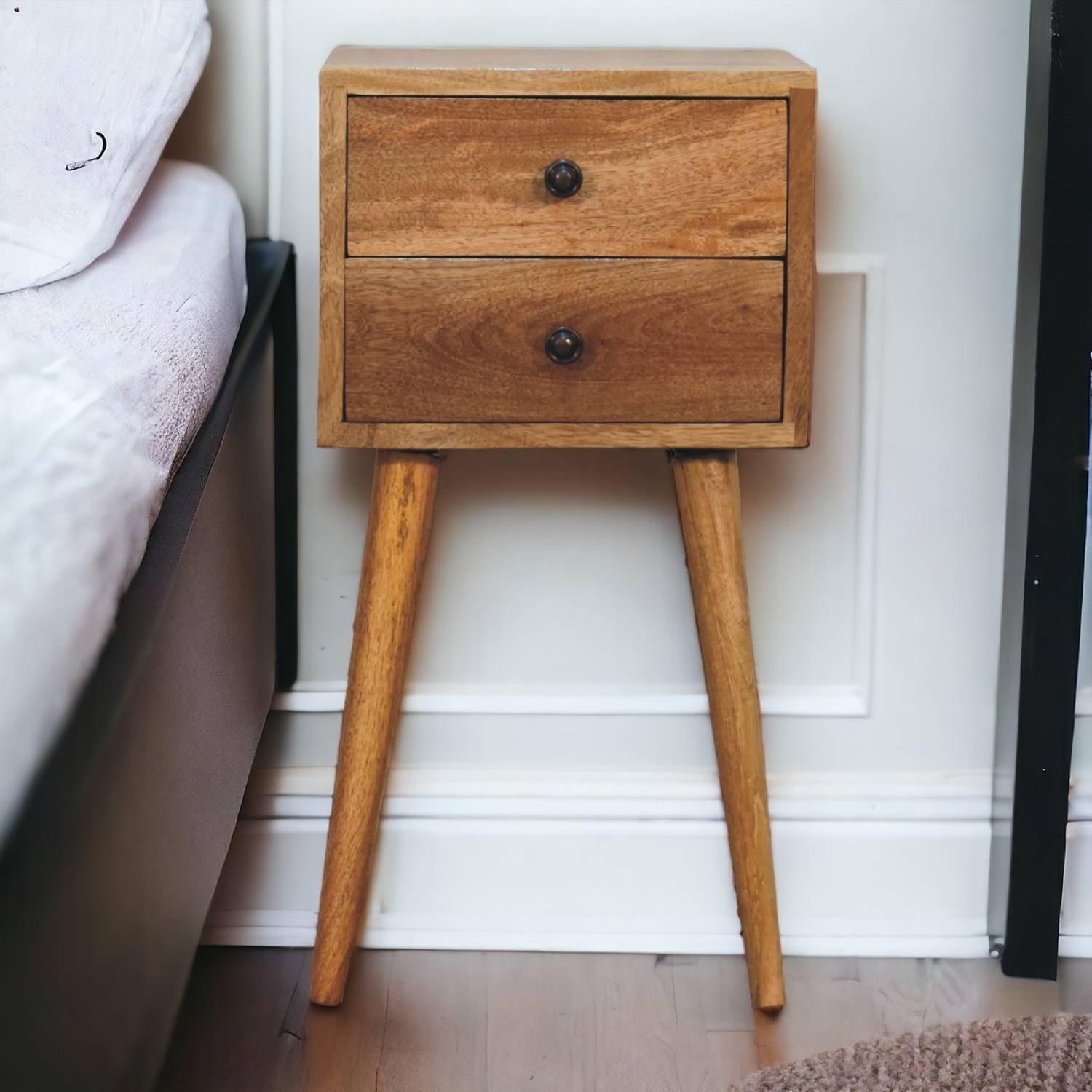 Artisan Furniture Solid Wood Mini 2 Drawer Bedside - Brown