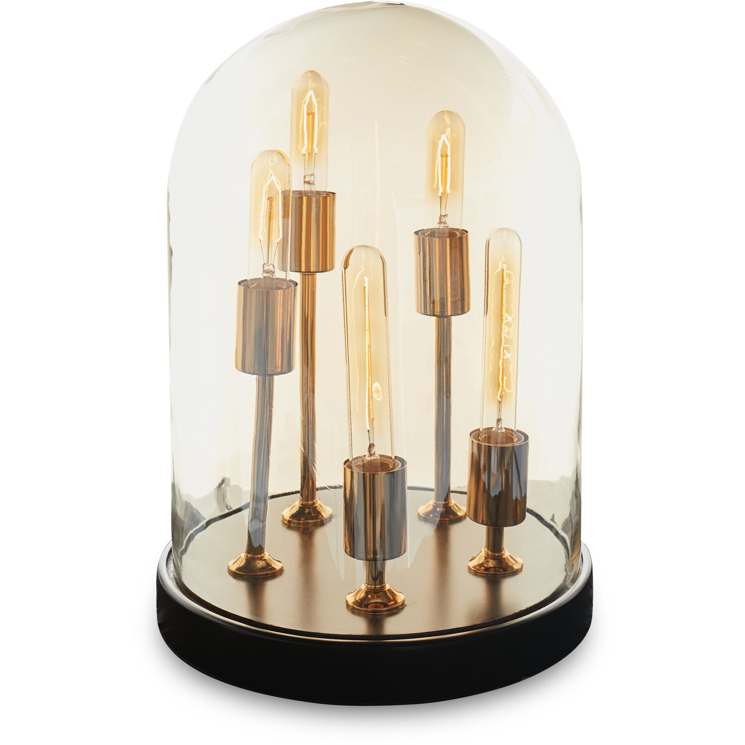 Dome Amber Glass Table Lamp - Black