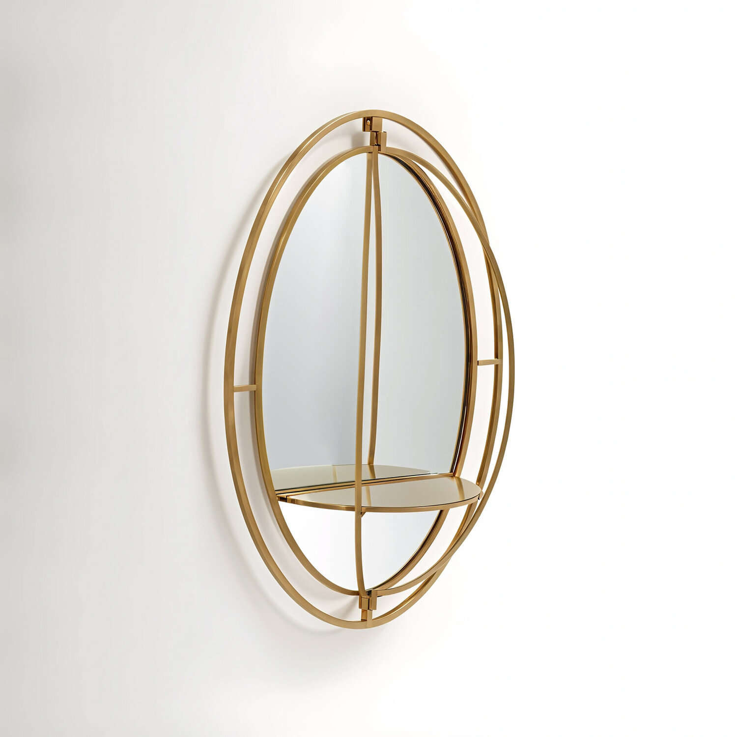 Marseille Gold Finish Oval Border Wall Mirror - Gold