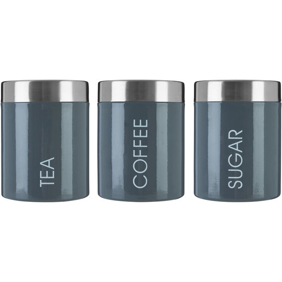 Set of 3 Grey Enamel Liberty Canisters