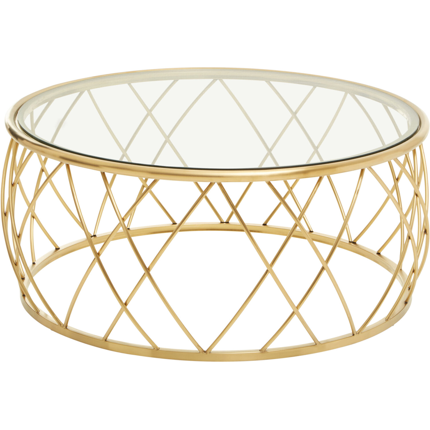 Ackley Gold Round Coffee Table With Clear Glass - Gold