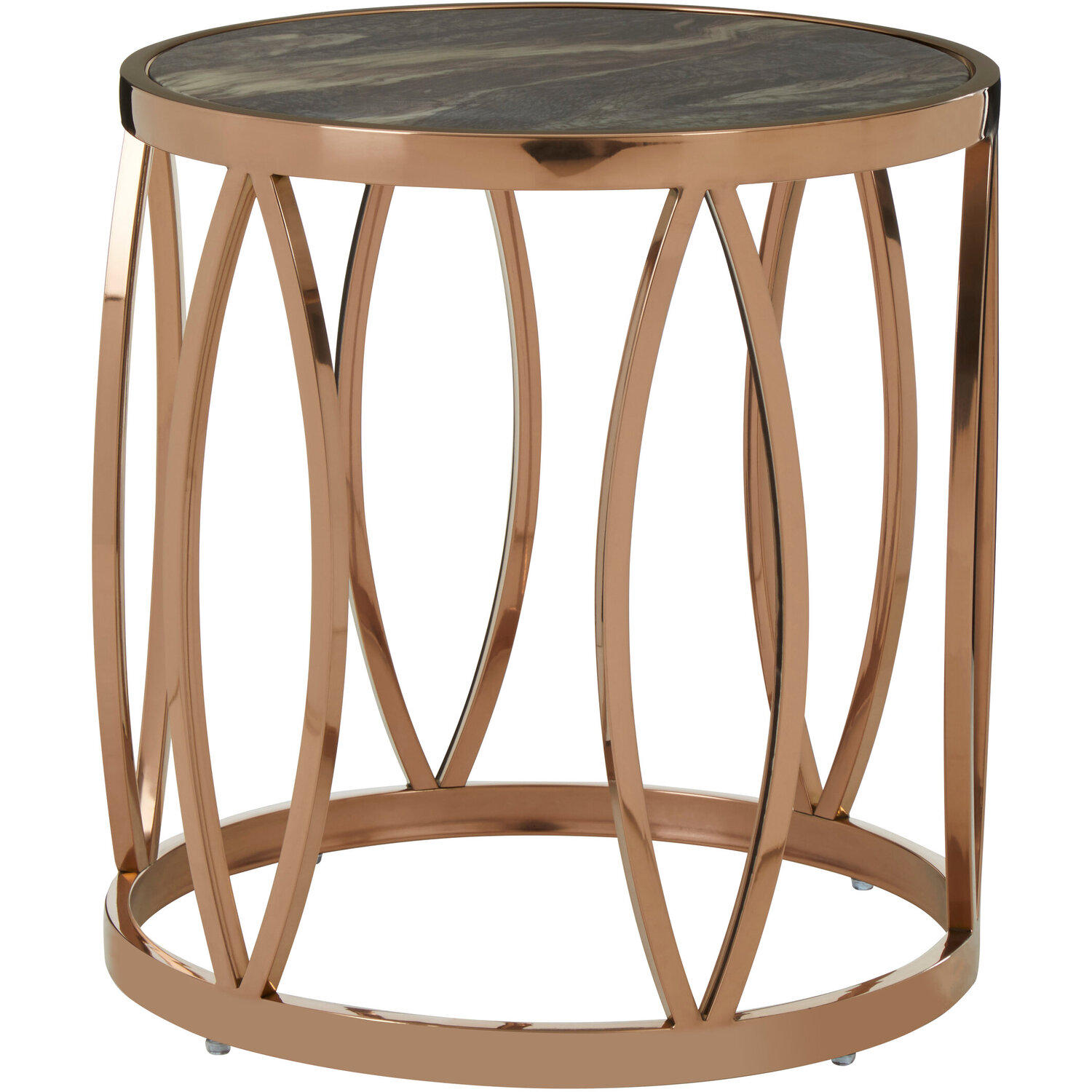 Tula Round Side Table With Leaf Base - Gold