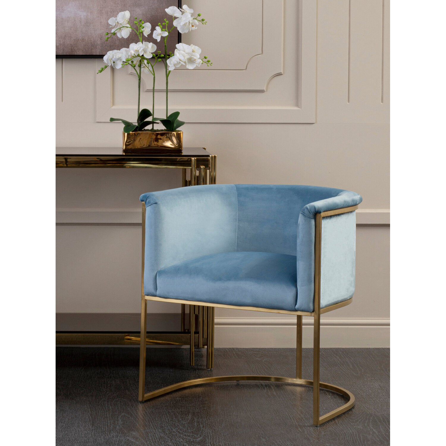 Mias Blue Velvet Chair - Blue