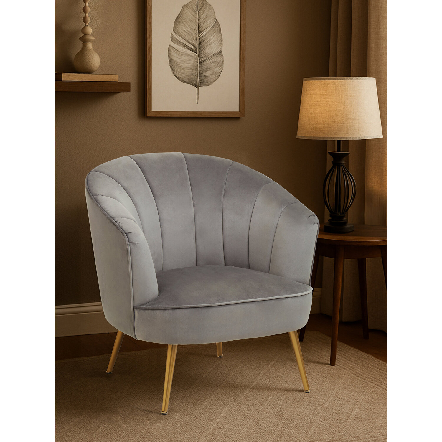 Interiors By Premier Yolanda Grey Velvet Chair - Grey