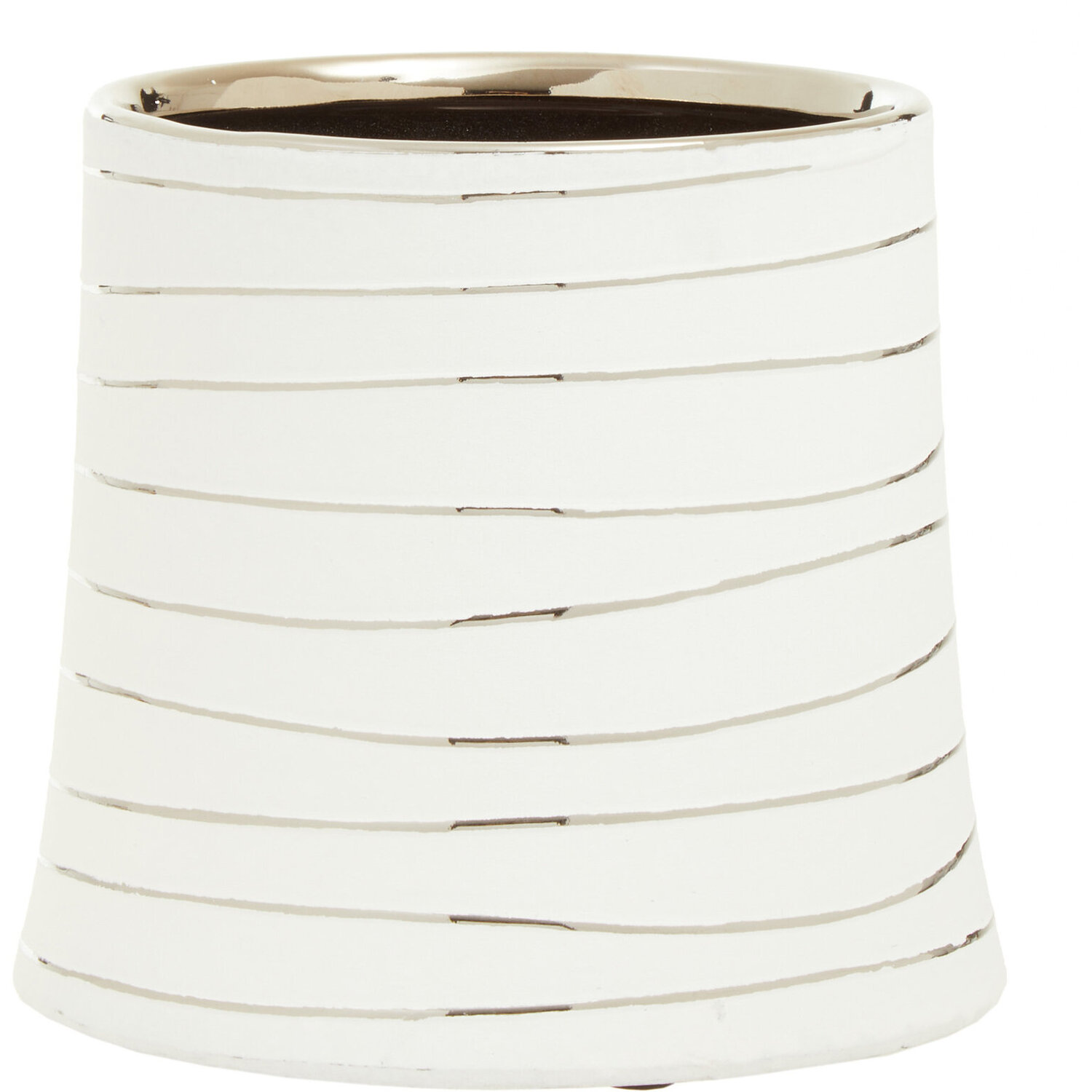 Haldis Small White and Silver Ceramic Planter - Silver
