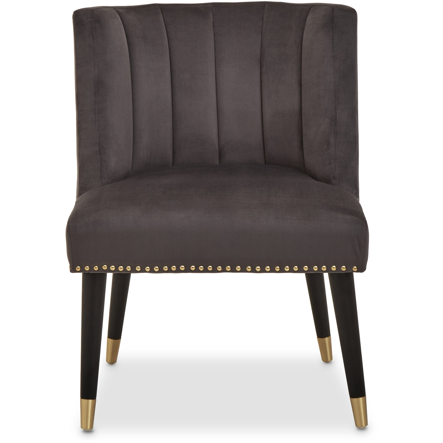 Doucet Grey Velvet Dining Chair With Black Legs - Grey