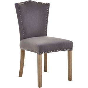 Kensington Townhouse Grey Velvet Dining Chair with Antique Legs