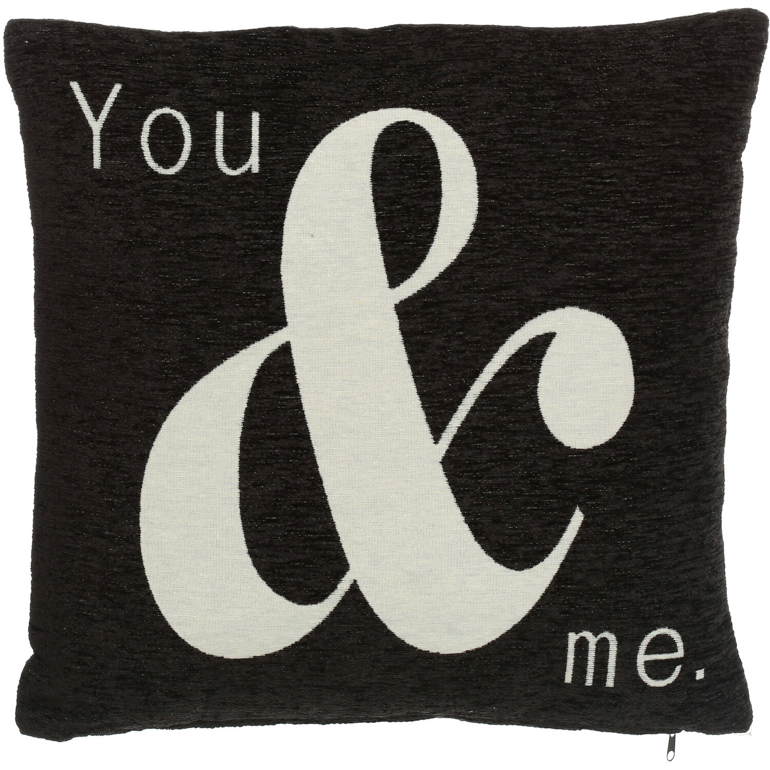 Words 'You & Me' Black Cushion - Black & White
