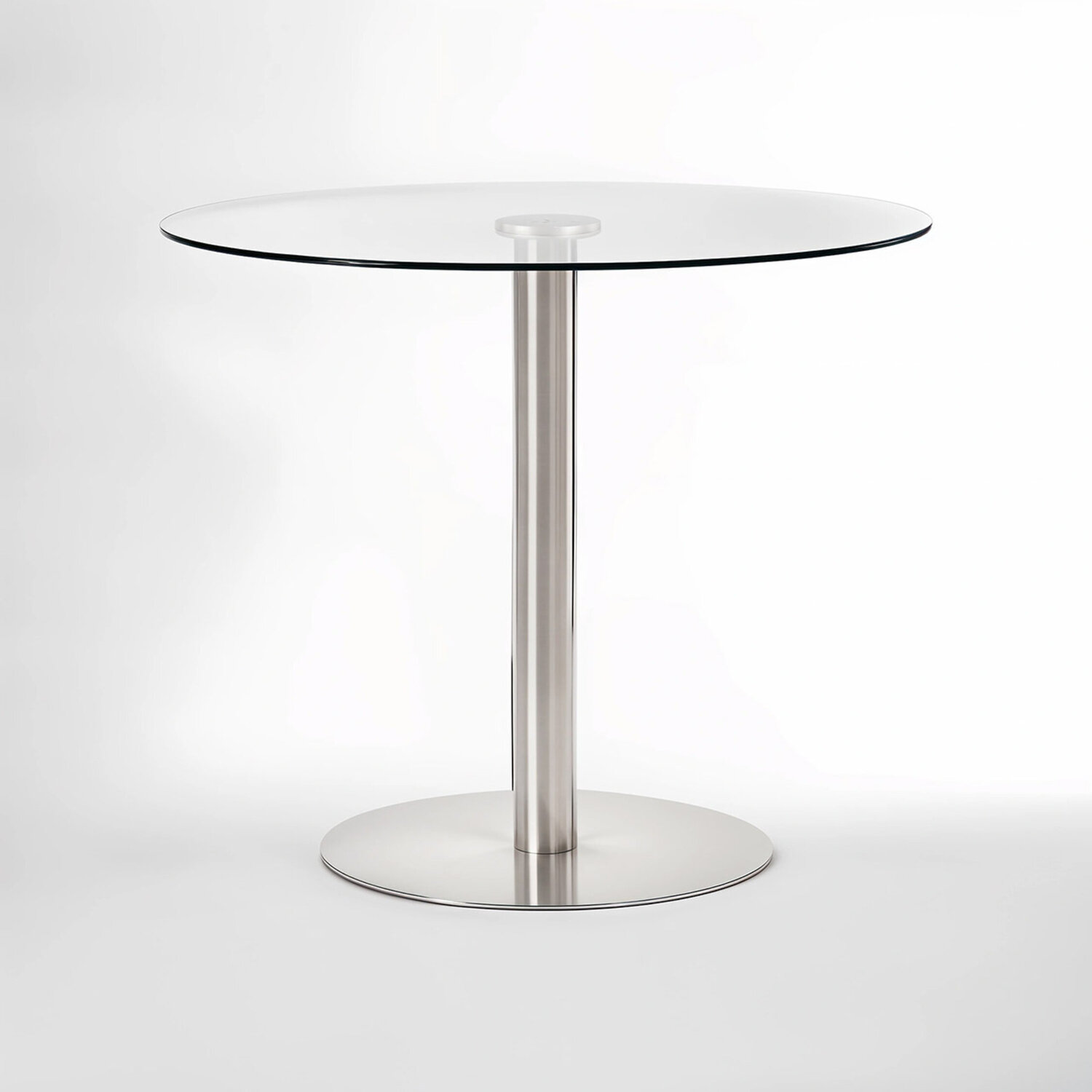 Metropolitan Round Glass and Silver Finish Dining Table - Silver