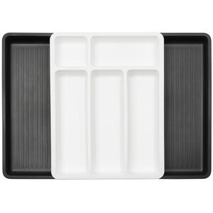 Extendable Plastic Cutlery Drawer Tray - White