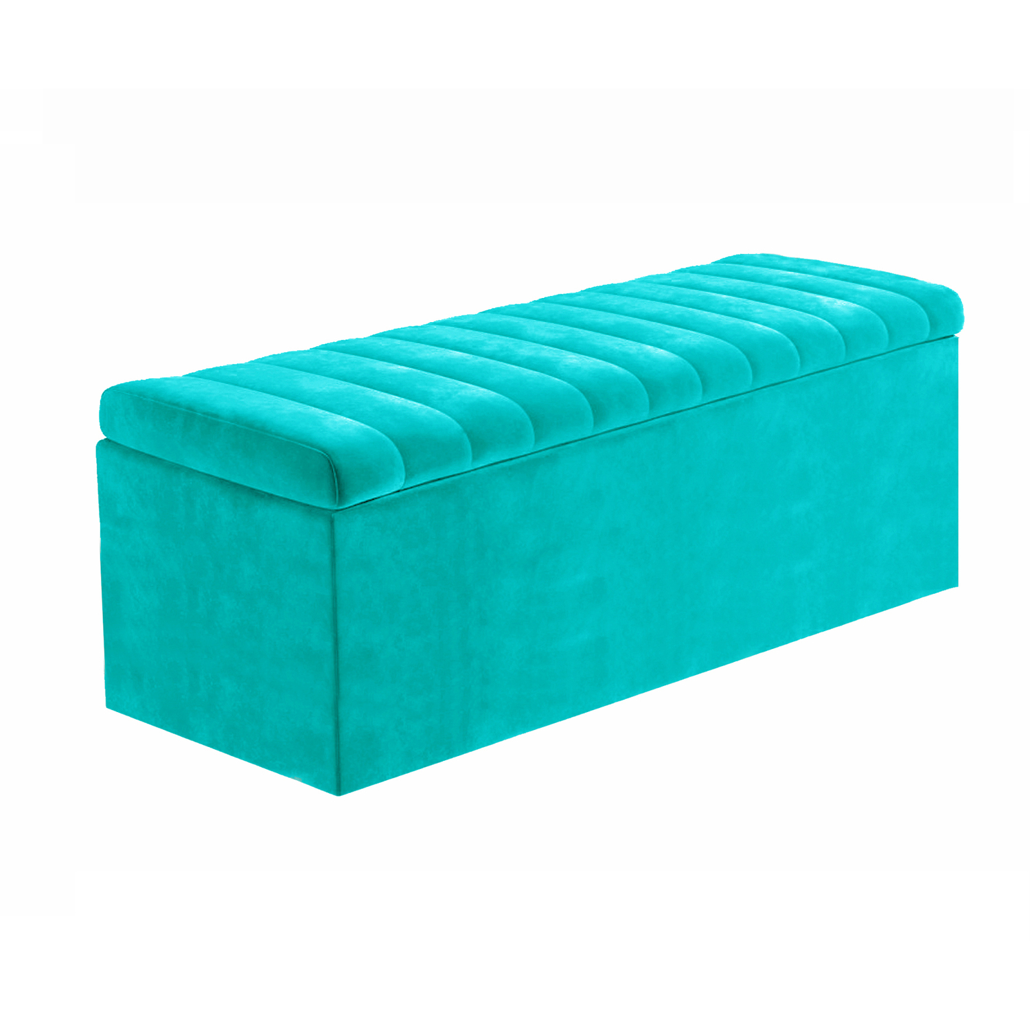 R&M Furnishers Plush Velvet Striped Upholstered Blanket Chest - Teal Plush Velvet