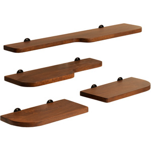 Dale Set of 4 Wall Mounted Shelves, Floating Storage Shelves in Solid Mango Wood - Natural