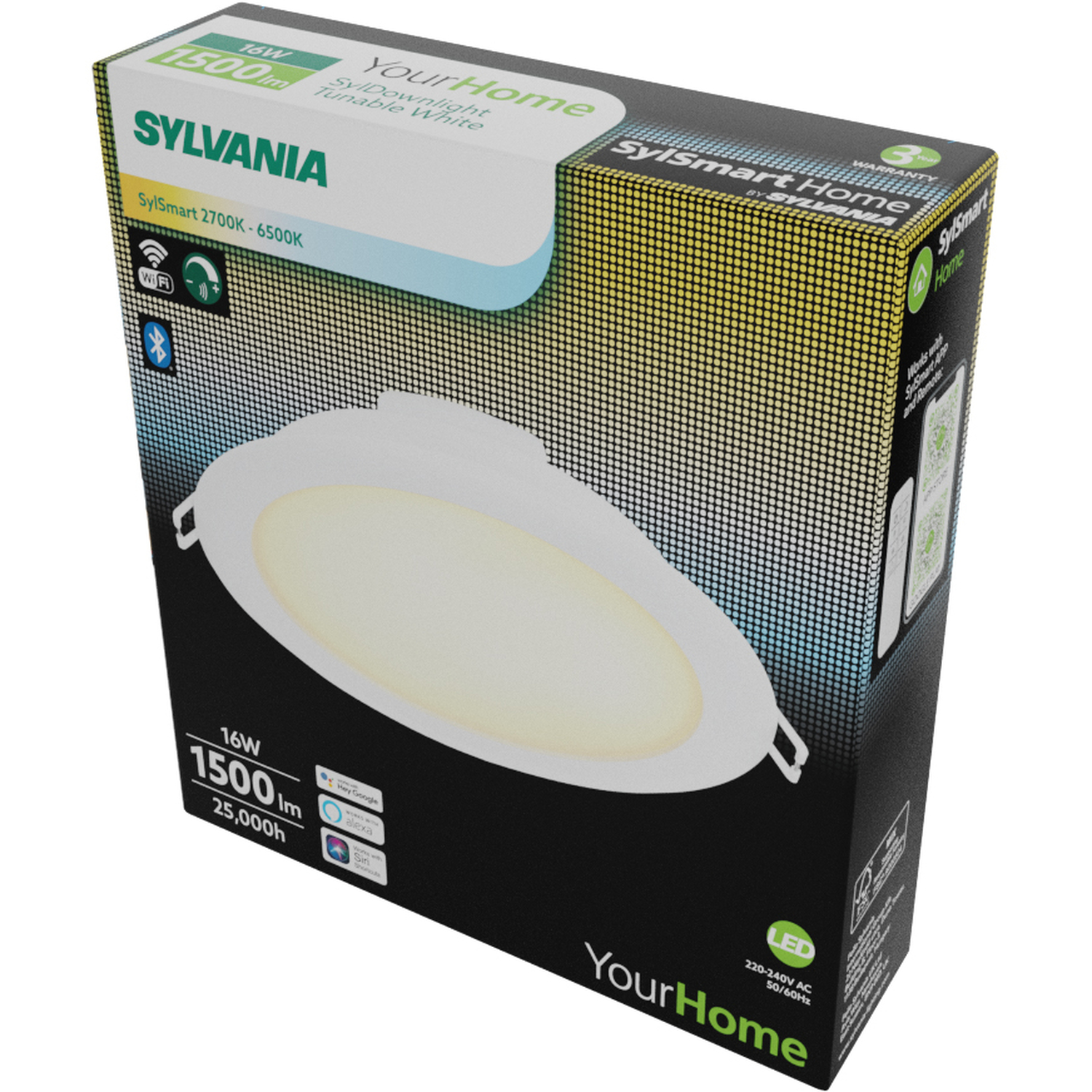 Sylvania Yourhome Smart Led Recessed Spotlight 16w 1500 Lumens White - White