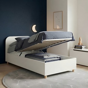 Agnes Single Gas Lift Ottoman Bed with Storage