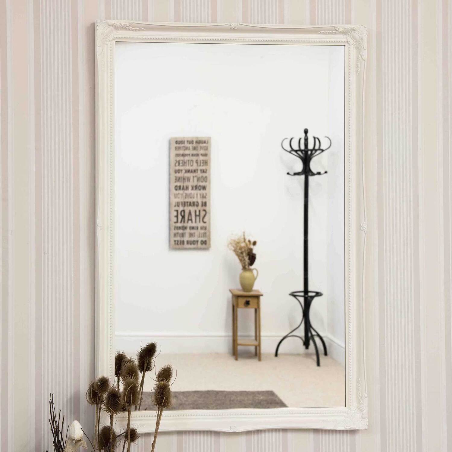 Image of MirrorOutlet White Framed Modern Wall Mirror&hellip;