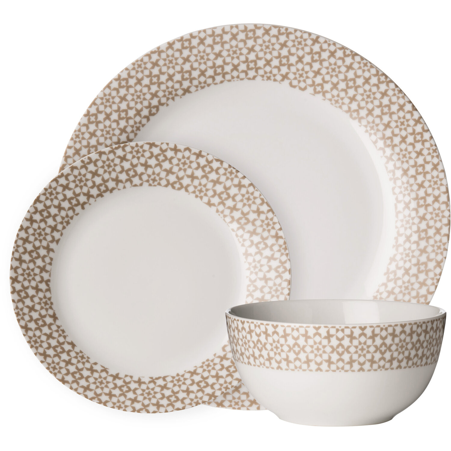 Avie Casablanca 12 Piece Natural Dinner Set - White